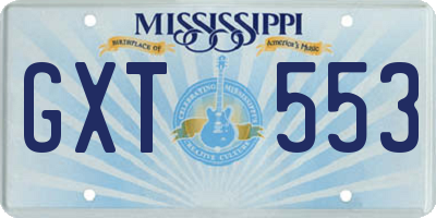 MS license plate GXT553