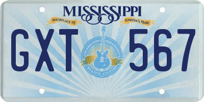 MS license plate GXT567