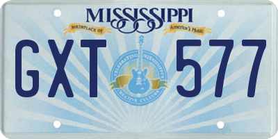 MS license plate GXT577