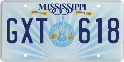 MS license plate GXT618