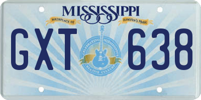 MS license plate GXT638