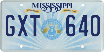MS license plate GXT640