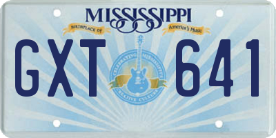 MS license plate GXT641