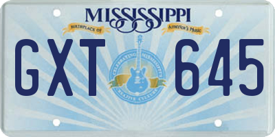 MS license plate GXT645