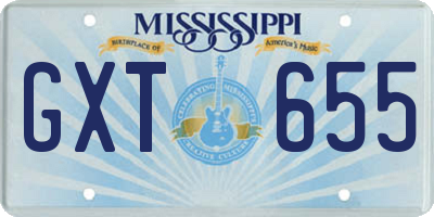 MS license plate GXT655