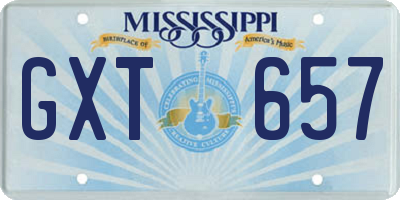 MS license plate GXT657