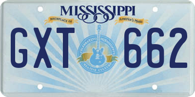 MS license plate GXT662