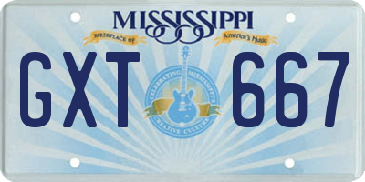 MS license plate GXT667
