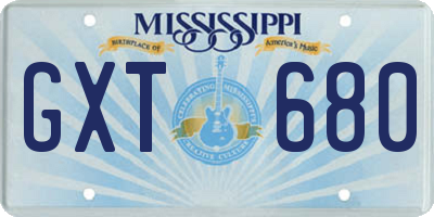 MS license plate GXT680