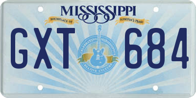 MS license plate GXT684