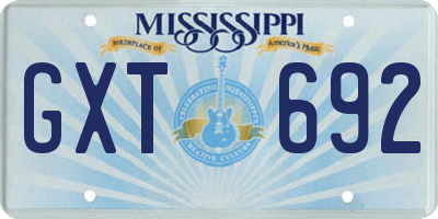 MS license plate GXT692