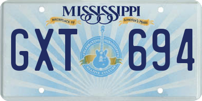 MS license plate GXT694