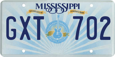 MS license plate GXT702
