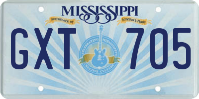 MS license plate GXT705