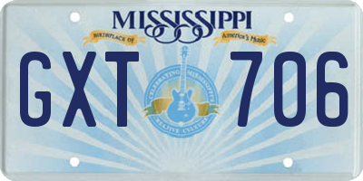 MS license plate GXT706