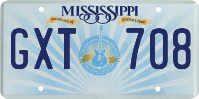 MS license plate GXT708