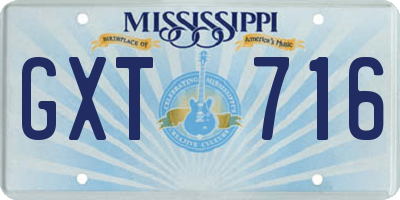 MS license plate GXT716