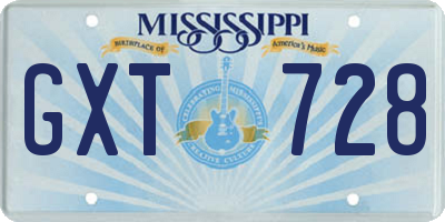 MS license plate GXT728