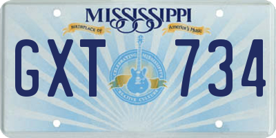 MS license plate GXT734