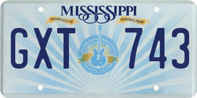 MS license plate GXT743
