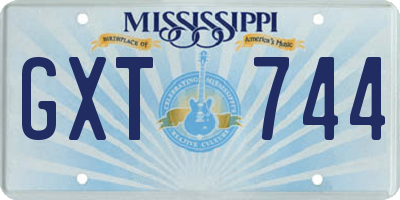 MS license plate GXT744