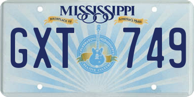 MS license plate GXT749