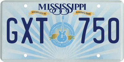 MS license plate GXT750