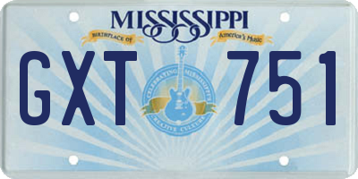 MS license plate GXT751