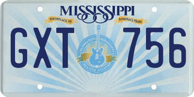 MS license plate GXT756