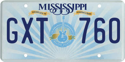 MS license plate GXT760