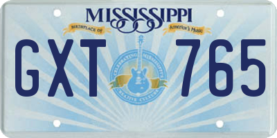 MS license plate GXT765