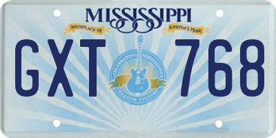 MS license plate GXT768