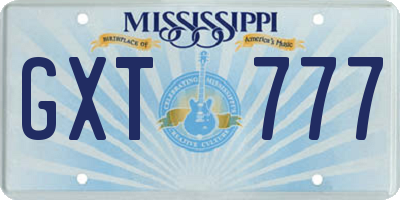 MS license plate GXT777