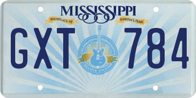 MS license plate GXT784