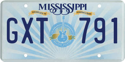 MS license plate GXT791