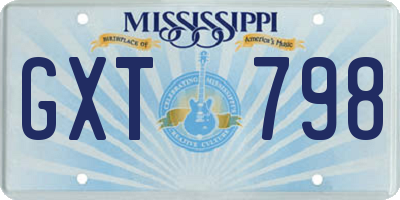 MS license plate GXT798