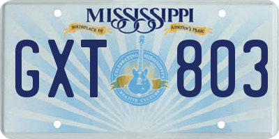 MS license plate GXT803