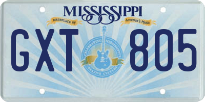 MS license plate GXT805