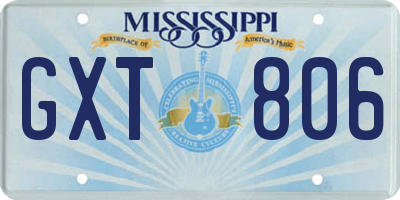 MS license plate GXT806