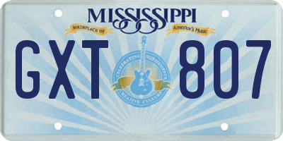 MS license plate GXT807