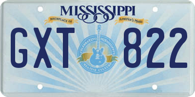 MS license plate GXT822