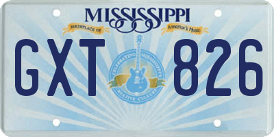 MS license plate GXT826