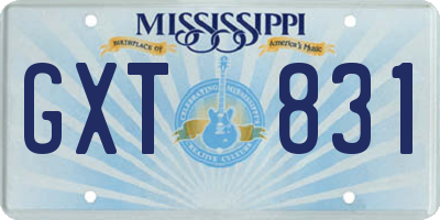 MS license plate GXT831