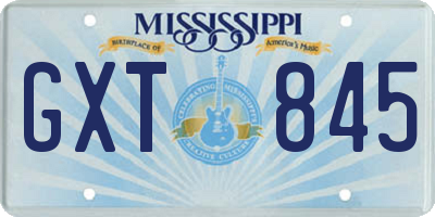MS license plate GXT845