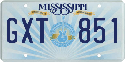 MS license plate GXT851