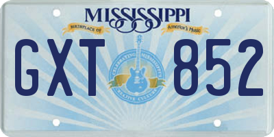 MS license plate GXT852