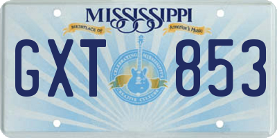 MS license plate GXT853