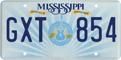 MS license plate GXT854