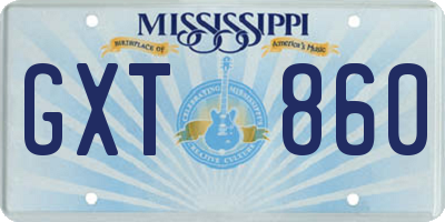 MS license plate GXT860