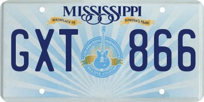 MS license plate GXT866